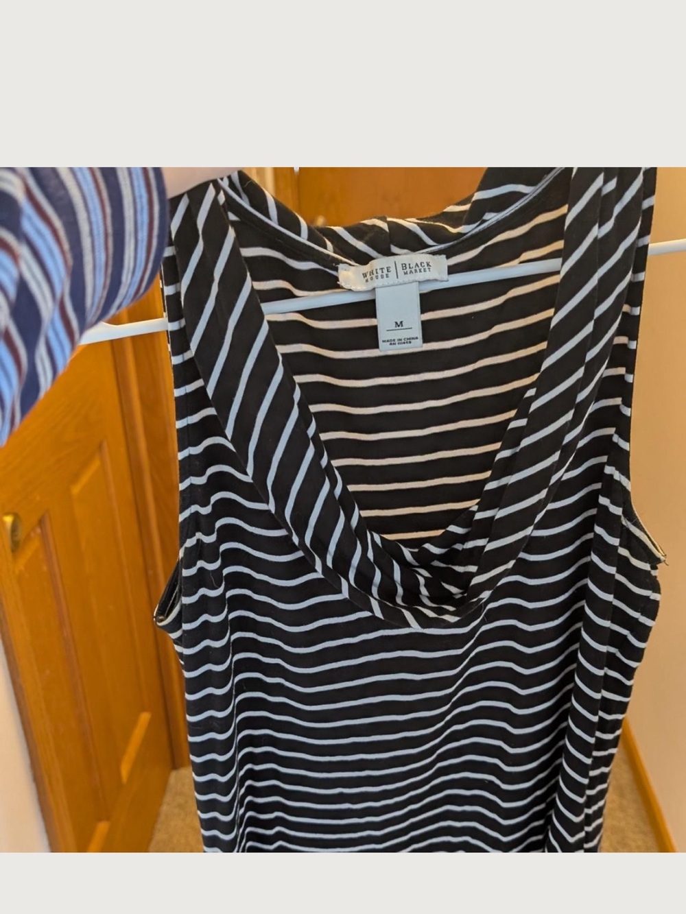 White House Black Market Black & White Striped Sleeveless Top